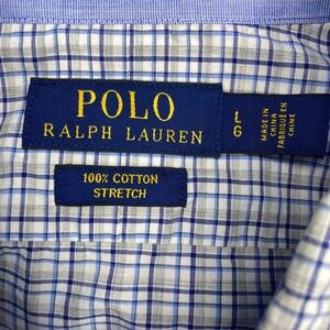 Polo Ralph Lauren Button Shirt Men’s Large Blue Gray Plaid Long Sleeve